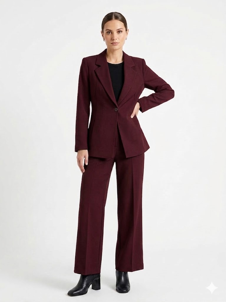 elegant dark red  suit